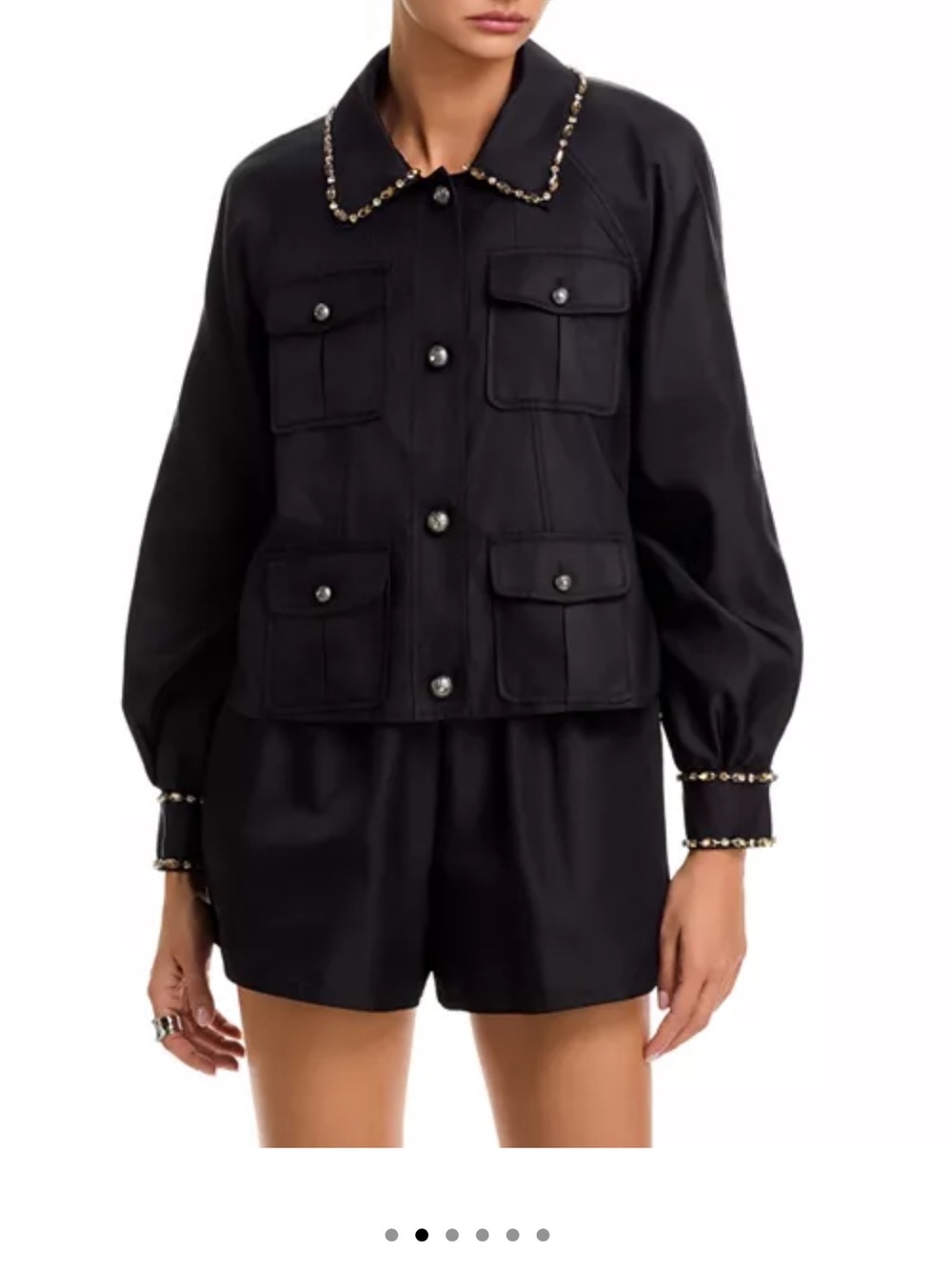 cinq a sept Black Utility Jacket with Beaded Trim